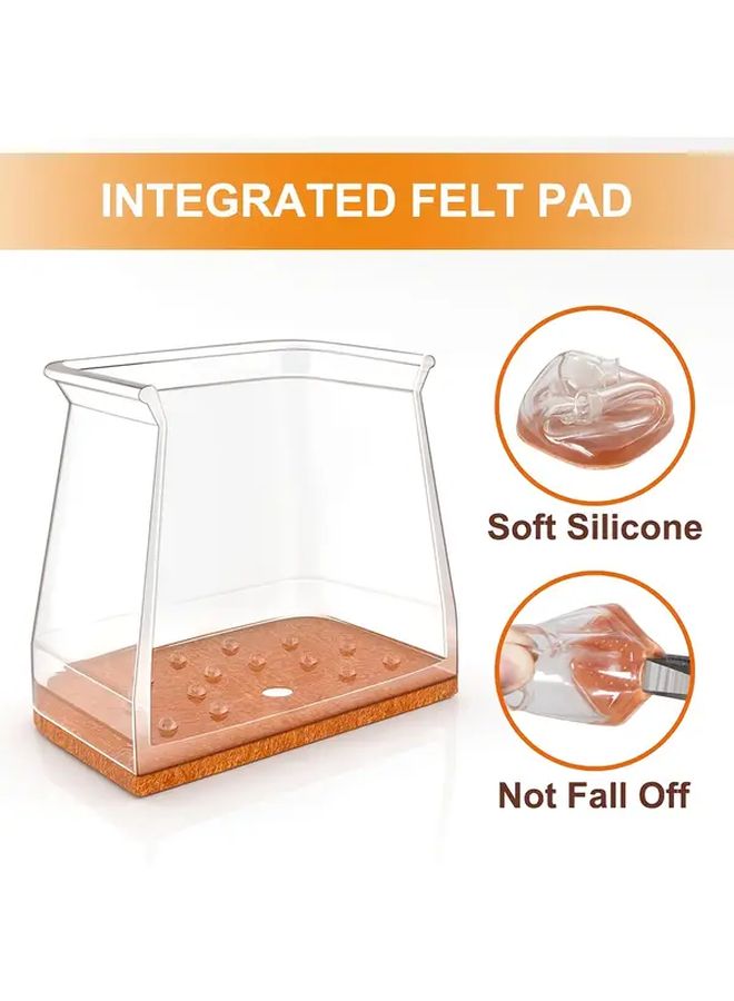 24 Pack XL Chair Leg Floor Protectors For Hardwood Floors Transparent Silicone Felt Bottom - Image 4